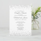Elegant White Silver Glitter Couple's Bridal Kaart (Staand voorkant)