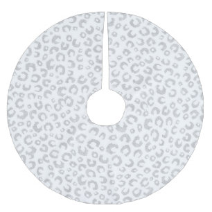 Elegant White Silver Glitter Leopard Animal Print Kerstboom Rok