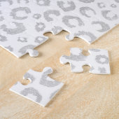 Elegant White Silver Glitter Leopard Animal Print Legpuzzel (Zijkant)