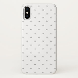 Elegant White Silver Glitter Polka Dots Pattern iPhone X Hoesje