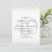 Elegant White Silver Grey Glitter 40th Birthday Kaart (Staand voorkant)