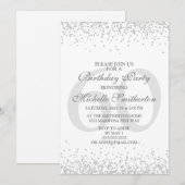 Elegant White Silver Grey Glitter 60th Birthday Kaart (Voorkant / Achterkant)