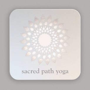 Elegant White Silver Lotus Flower Floral Mandala Vierkante Visitekaartje