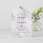 Elegant White & Silver Marble & Glitter Wedding Kaart (Staand voorkant)