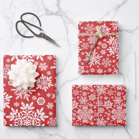 Elegant White Snowflake (Cranberry) Inpakpapier Vel (Voorkant)