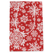 Elegant White Snowflake (Cranberry) Medium Cadeauzakje (Voorkant)