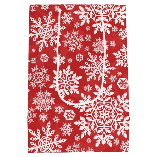 Elegant White Snowflake (Cranberry) Medium Cadeauzakje (Achterkant)
