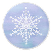 Elegant White Snowflake Kerstmis Keramische Knop (Voorkant)
