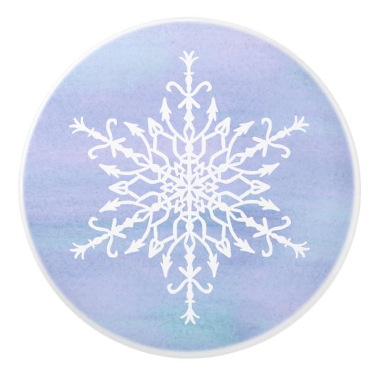 Elegant White Snowflake Kerstmis Keramische Knop (Voorkant)