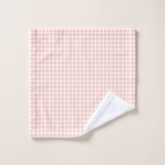 Elegant White Stripe en Check Pink Polka Dot. Bad Handdoek (Wasdoekje)