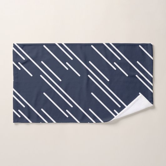 Elegant White Stripes Pattern Blue Bad Handdoek (Handdoek)