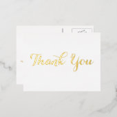Elegant White Stylish Gold Script Hartelijk dank Folie Uitnodiging Briefkaart (Voorkant / Achterkant)