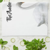 Elegant white swans familienaam script theedoek (Gevouwen)