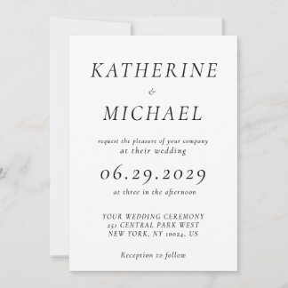 Elegant White Timeless Wedding Invitations Kaart