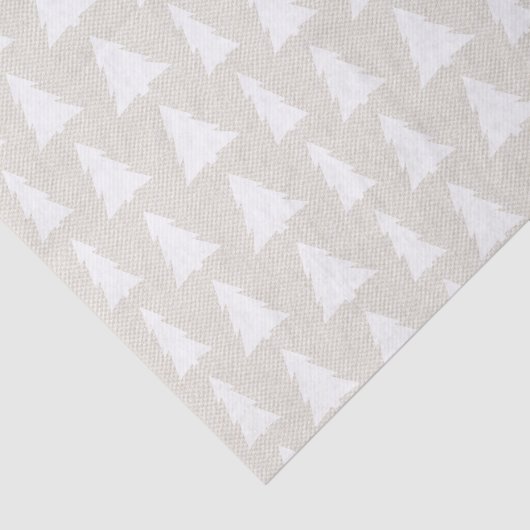 Elegant White Trees on Beige Faux Texture Pattern Tissuepapier (Detail)