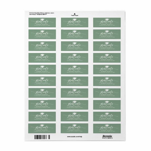 Elegant White Typography on Sage Green Background Etiket (Full Sheet)