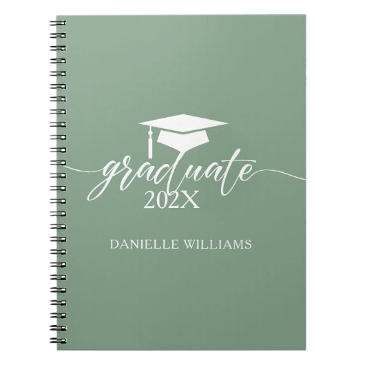 Elegant White Typography on Sage Green Background Notitieboek (Voorkant)