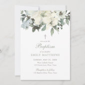 Elegant White Waterverf Flowers Greenery Baptisme Kaart (Voorkant)