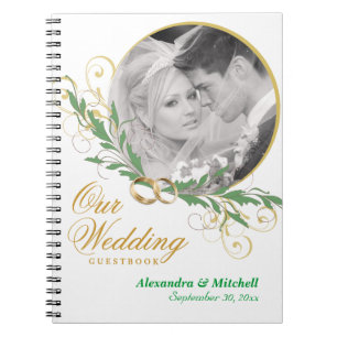 Elegant White Wedding Guestbook met aangepaste fot Notitieboek