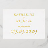 Elegant White Wedding Real Gold Foil Invitations (Recto)