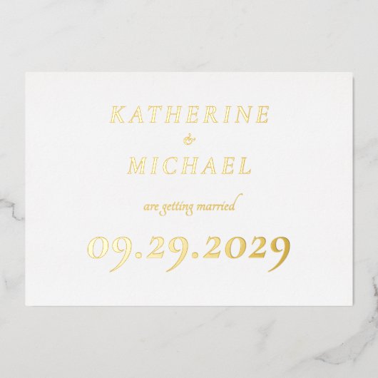 Elegant White Wedding Real Gold Foil Invitations (Recto)