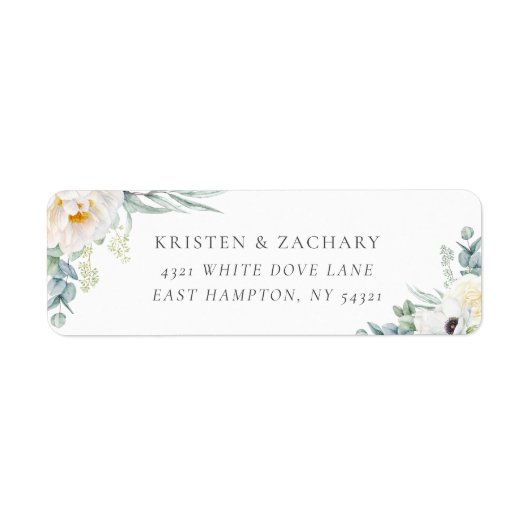 Elegant White Wedding Return Address Label (Voorkant)