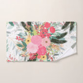 Elegant White Winter Floral & Gold Glitter Stippen Bad Handdoek (Handdoek)