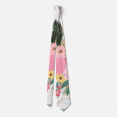 Elegant White Winter Floral & Gold Glitter Stippen Stropdas (Achterkant)