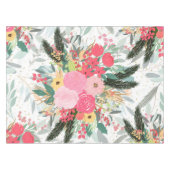 Elegant White Winter Floral & Gold Glitter Stippen Tafelkleed (Voorkant (Horizontaal))