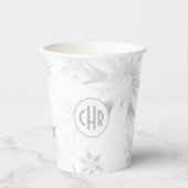 Elegant White Winter Snowflakes Papieren Bekers (Voorkant)