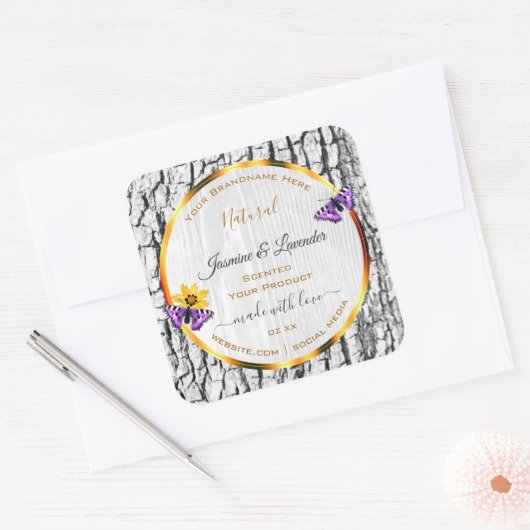 Elegant White Wood Grain Tree Bark Product Labels (Envelop)