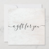 Elegant White Wood Script Font Cadeaubon (Voorkant)