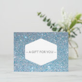 ELEGANT WHITEMBLEM BLUE GLITTER Cadeaubon (Staand voorkant)