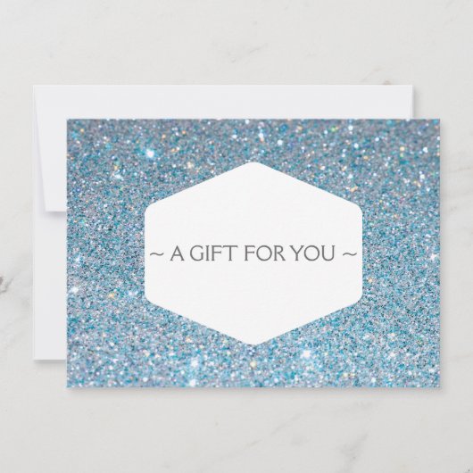 ELEGANT WHITEMBLEM BLUE GLITTER Cadeaubon (Voorkant)