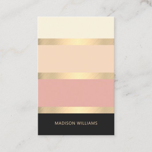 Elegant Wide Striped Blush Visitekaartje (Voorkant)