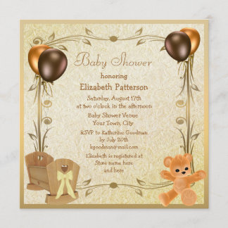 Elegant Wieg & Teddy Baby shower nodigt uit Kaart