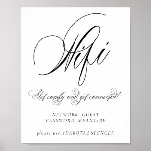 Elegant Wifi en Social Media Black Calligrafie Poster