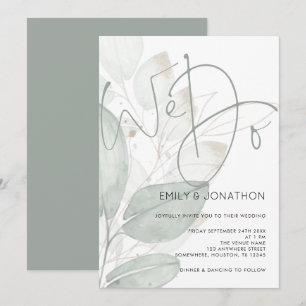Elegant Wij doen Script Waterverf gebladerte bruil Kaart