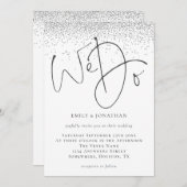 Elegant Wij doen Script Zilveren Glitter Bruiloft Kaart (Voorkant / Achterkant)