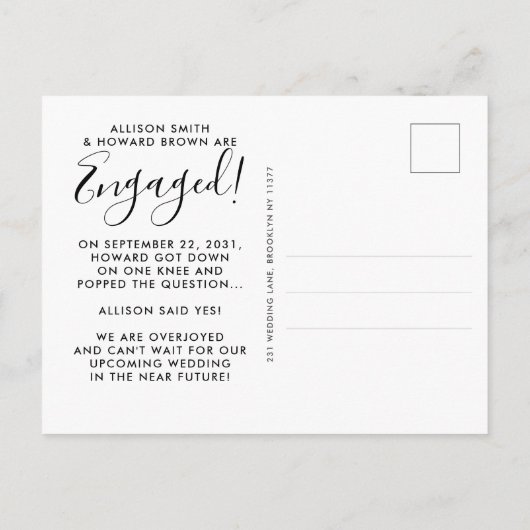 Elegant Wij zijn het Verloving van het Manuscript Aankondigingskaart (Achterkant)