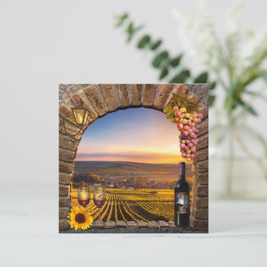 Elegant wijngaarden met als QR-code huwelijk Kaart (Staand voorkant)