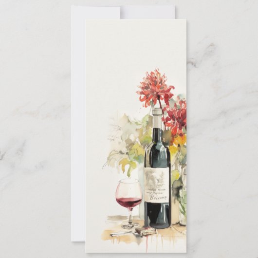 Elegant wijnrood geel bloemenbruiloft menu Kaart (Achterkant)