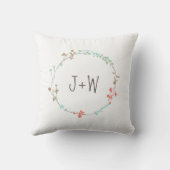 Elegant Wild Botanical Wreath Mr. en Mrs Wedding Kussen (Achterkant)