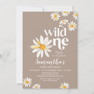 Elegant Wild Eén verjaardag Boho Daisy Flowers Kaart