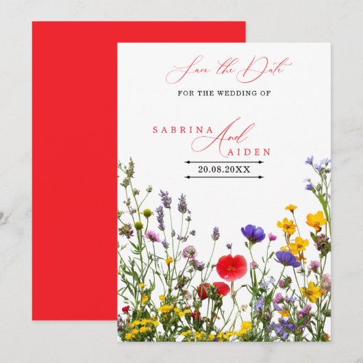 Elegant Wild Flower Blooming Garden Wedding Save The Date (Voorkant / Achterkant)