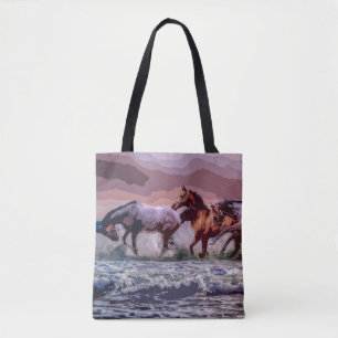 Elegant Wild Horses Artwork Canvas tas