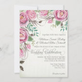 Elegant Wild Roos Floral Summer Herfst Sage Weddin Kaart (Voorkant)