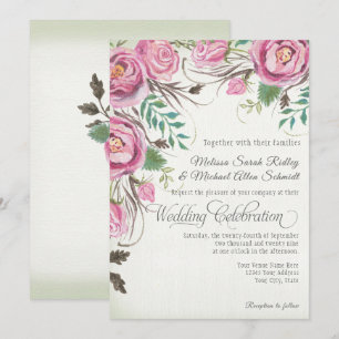 Elegant Wild Roos Floral Summer Herfst Sage Weddin Kaart