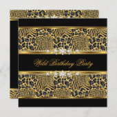 Elegant Wild Zebra Birthday Black Gold Kaart (Voorkant / Achterkant)
