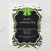 Elegant Wild Zebra Lime Green Diamond Party Kaart (Achterkant)